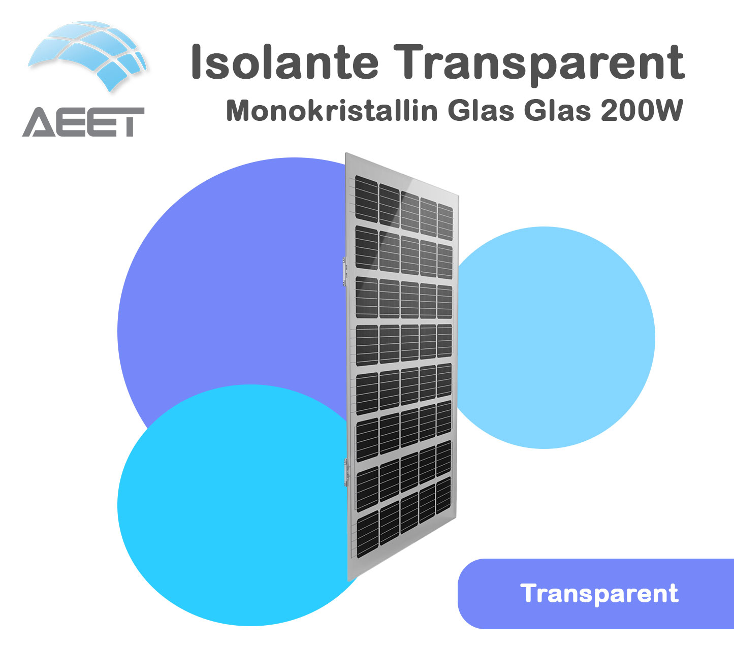 Solarmodule 1600x950x33,8mm Glas Glas Transparent Mono
