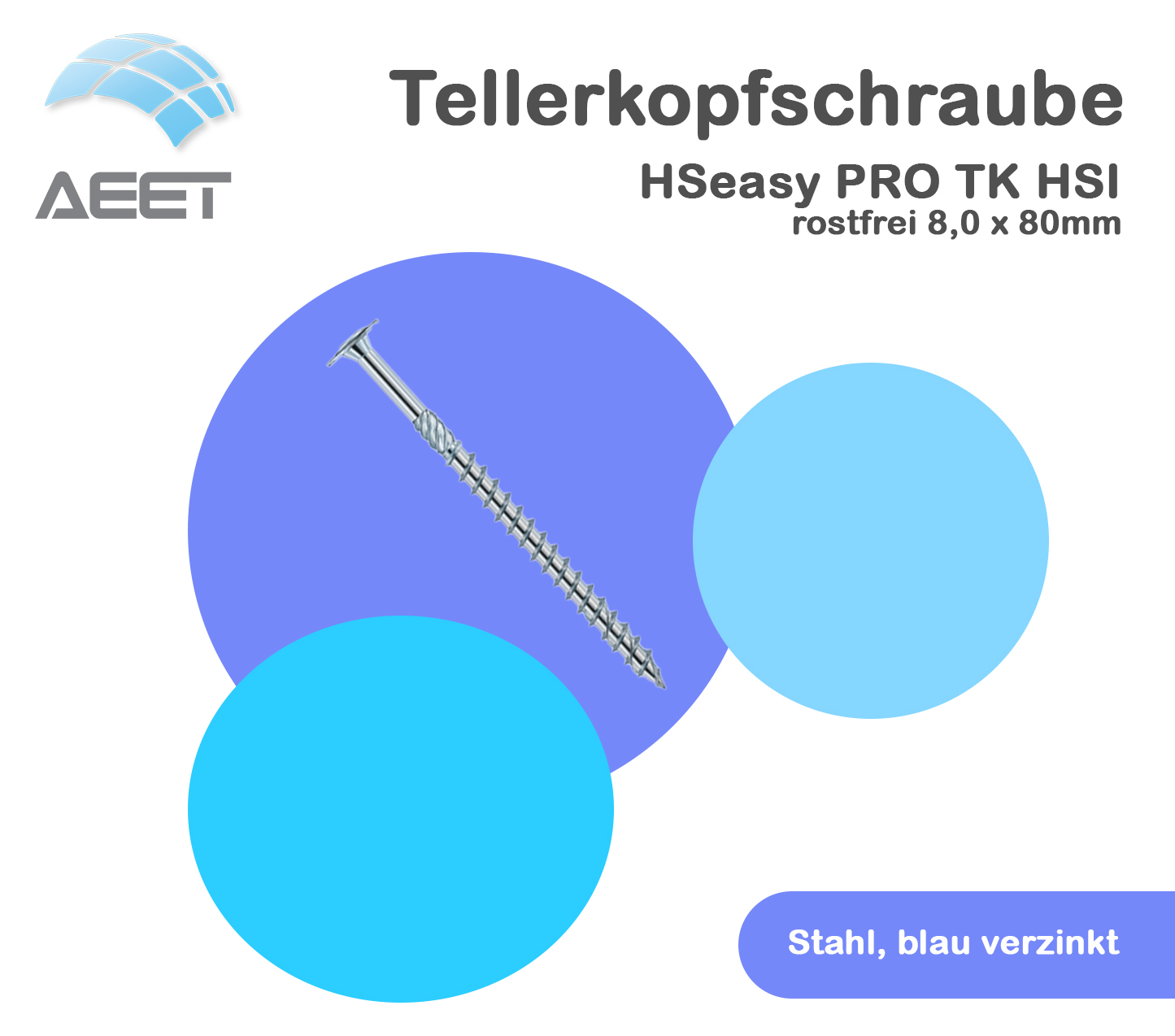 HSeasy PRO TK HSI Tellerkopfschrauben rostfrei 8,0x80mm HSeasy PRO TK HSI Tellerkopfschrauben rostfrei 8,0x80mm
