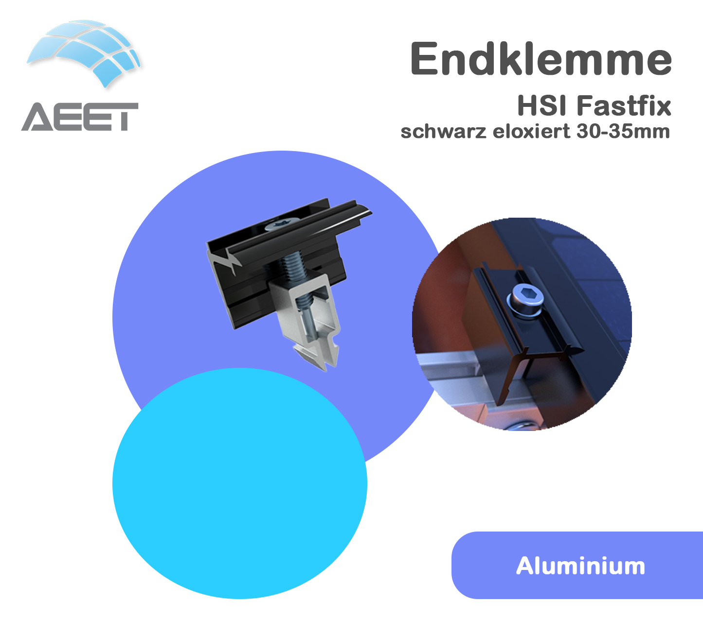 Endklemme HSI Fastfix Aluminium schwarz eloxiert 30-35 mm