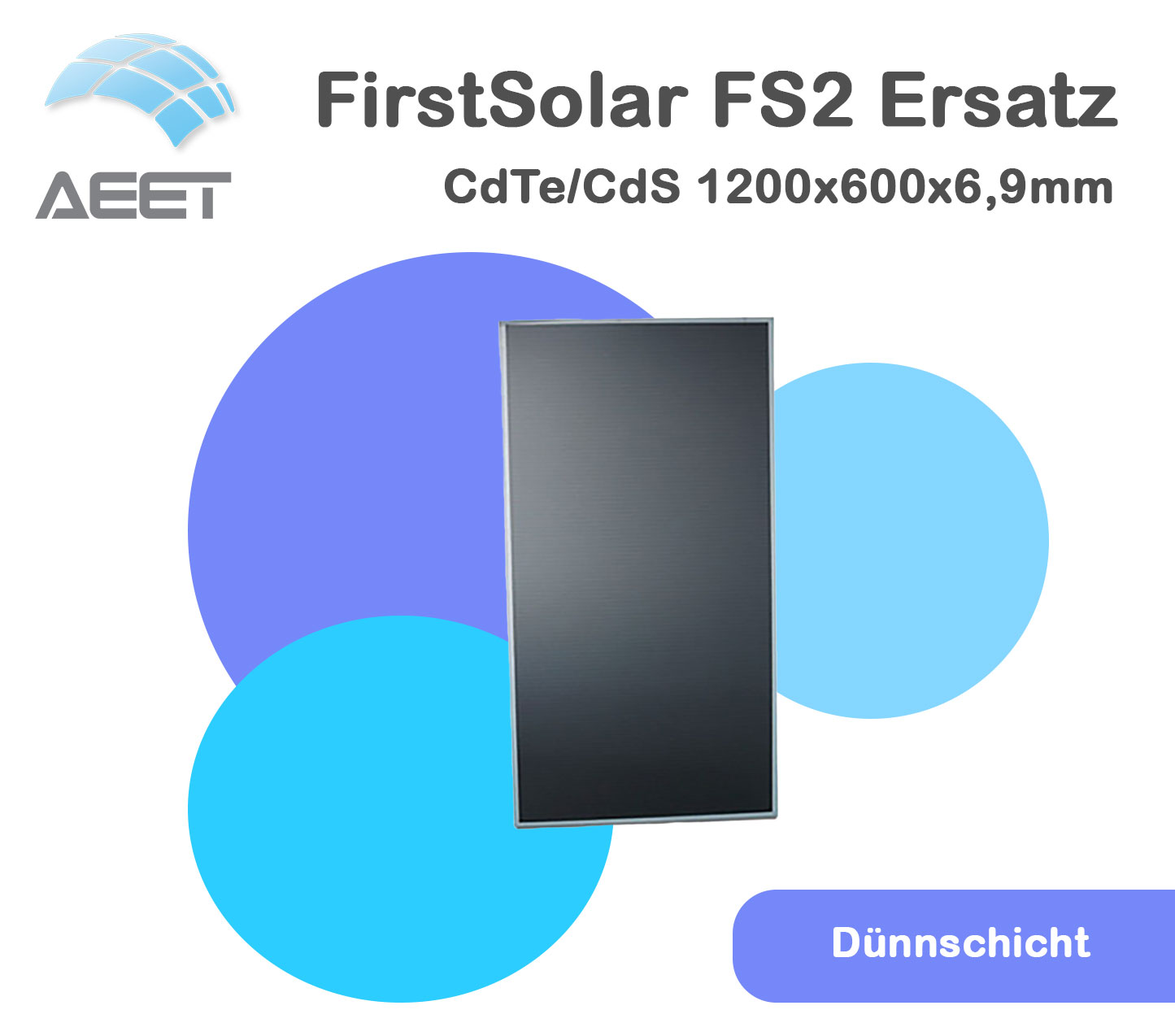 Solarmodule 1200x600x6,9mm Dünnschicht FirstSolar FS2 Ersatz