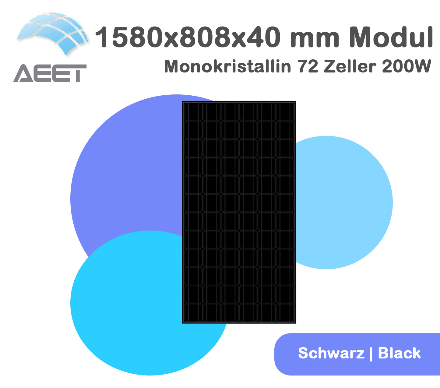 Solarmodule 1580x808x40mm Black 72 Zeller Mono Solarmodule 1580x808x40mm Black 72 Zeller Mono