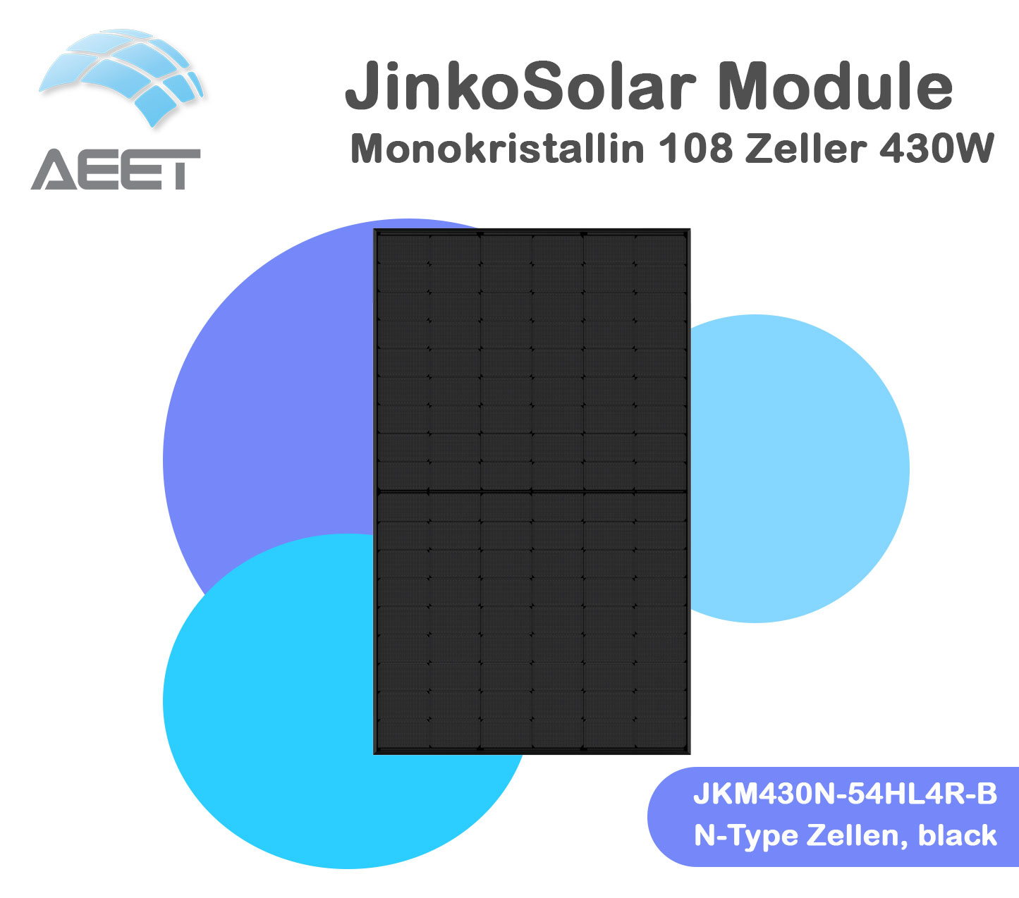 Solarmodule JinkoSolar JKM430N-54HL4R-B, black 430 Watt