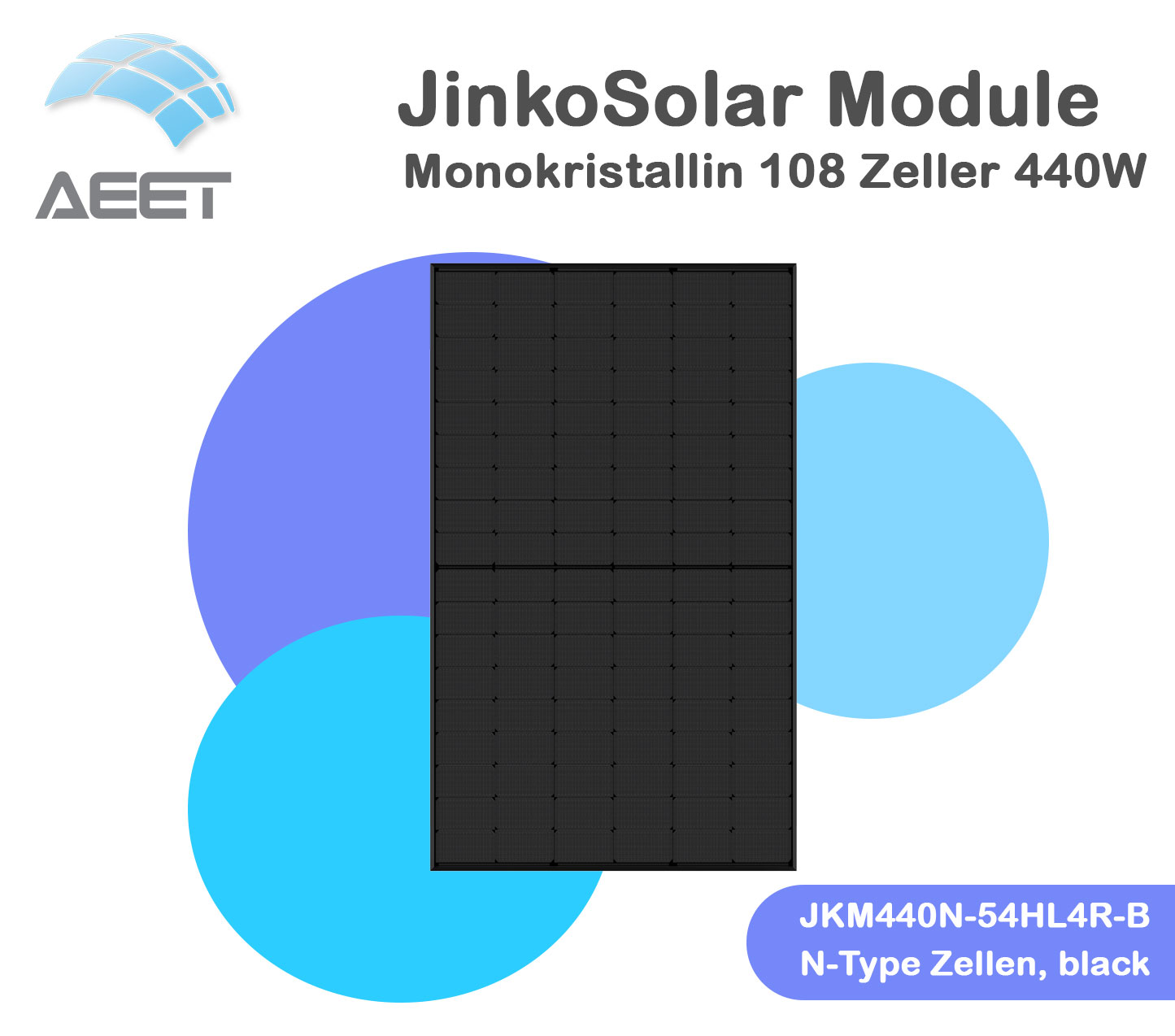 Solarmodule JinkoSolar JKM440N-54HL4R-B, black 440 Watt Solarmodule JinkoSolar JKM440N-54HL4R-B, black 440 Watt