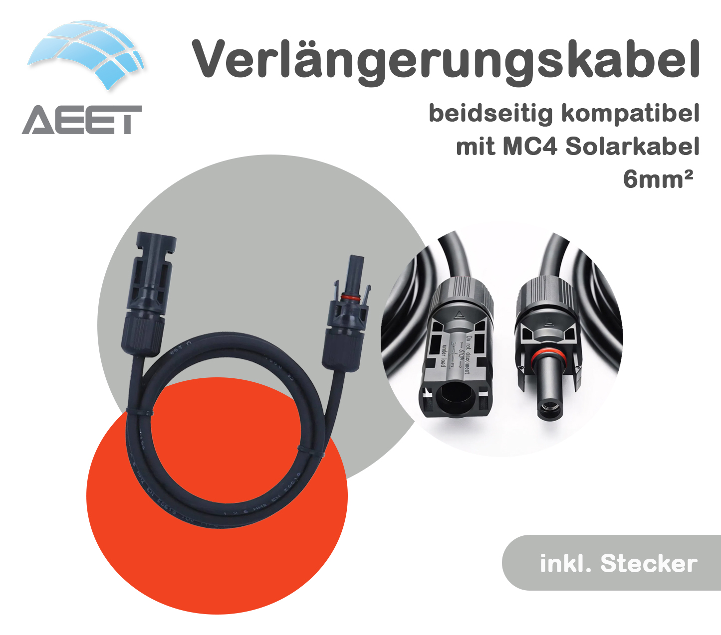 Solarkabel-Verlängerung 6 mm², einseitig mit MC4-Stecker Solarkabel-Verlängerung 6 mm², einseitig mit MC4-Stecker